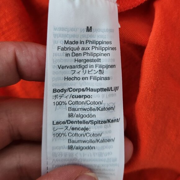 J Crew Orange Red Size M Ruffles Embroidered Blouse - Picture 4 of 4